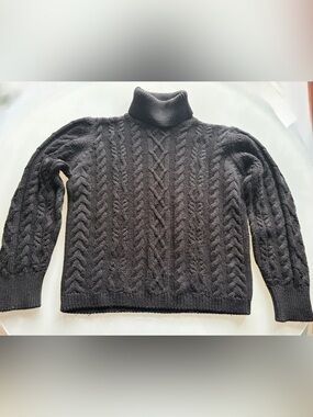 KS Selection black cable knit turtleneck sweater